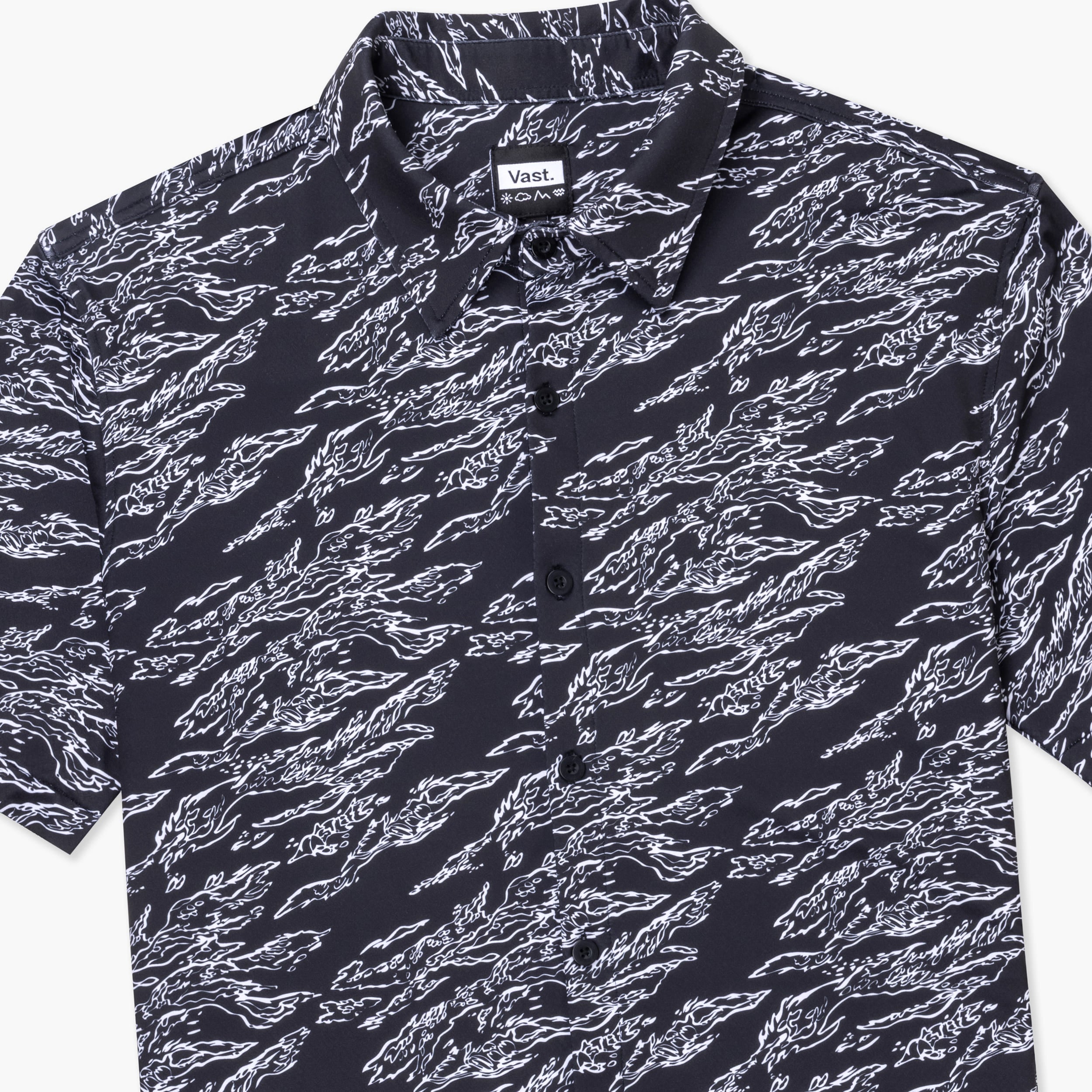VAST Aqua Terra Midnight Camo Tech Button Up - 午夜迷彩機能短袖襯衫