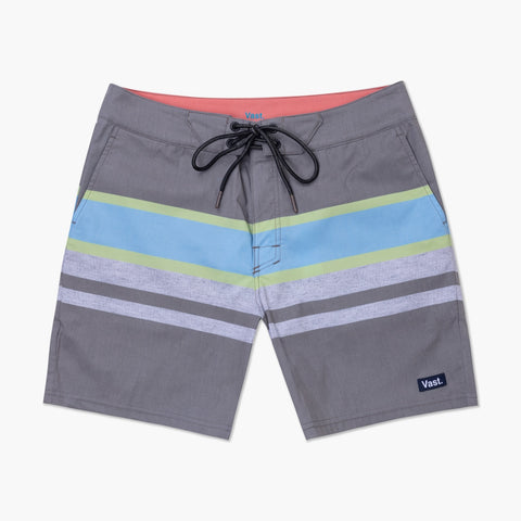 VAST Natural Lines   疊色線條復古短版衝浪褲-海軍藍