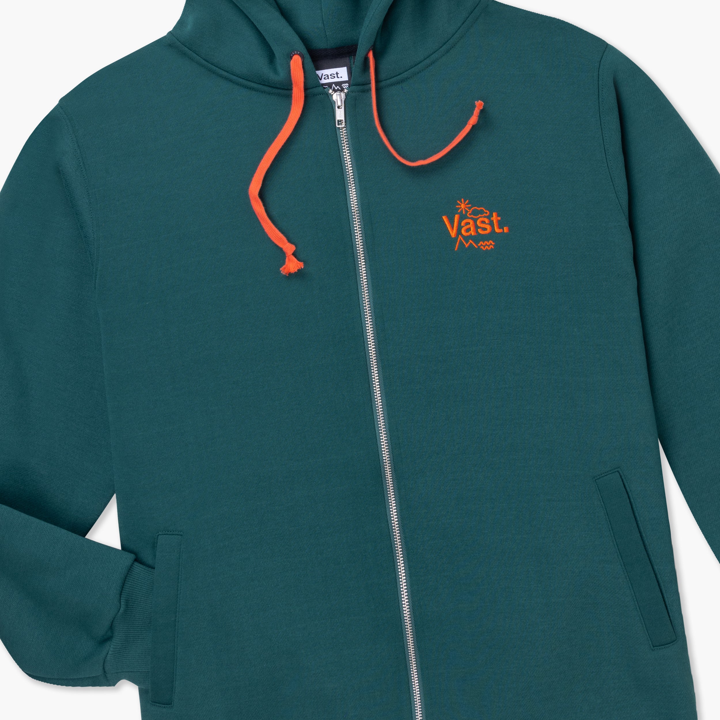 Vast  Zip Up Hoodie-連帽外套-深綠色