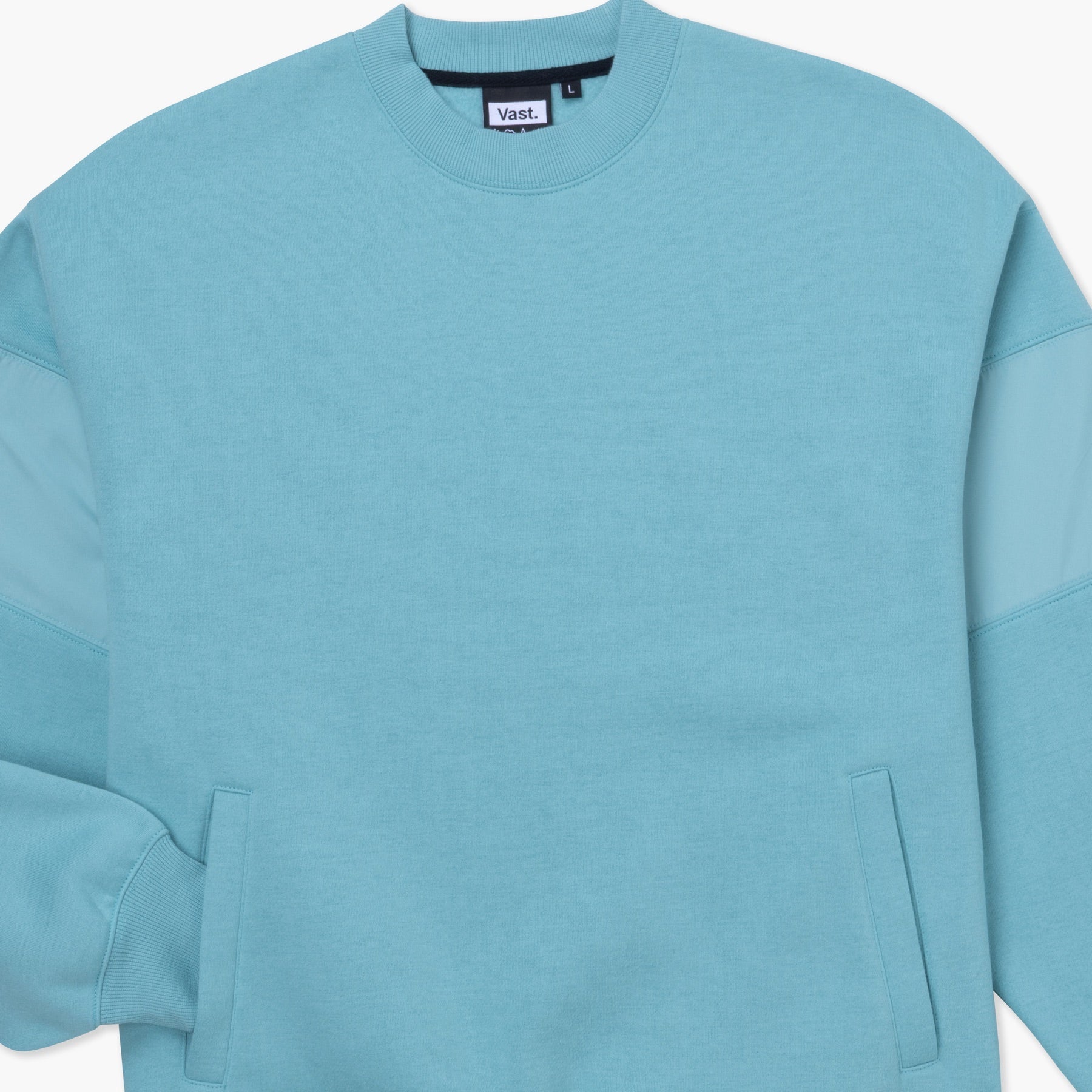 VAST Earth Tones Mock Neck Sweater 小高領衛衣 正面細節 深藍色