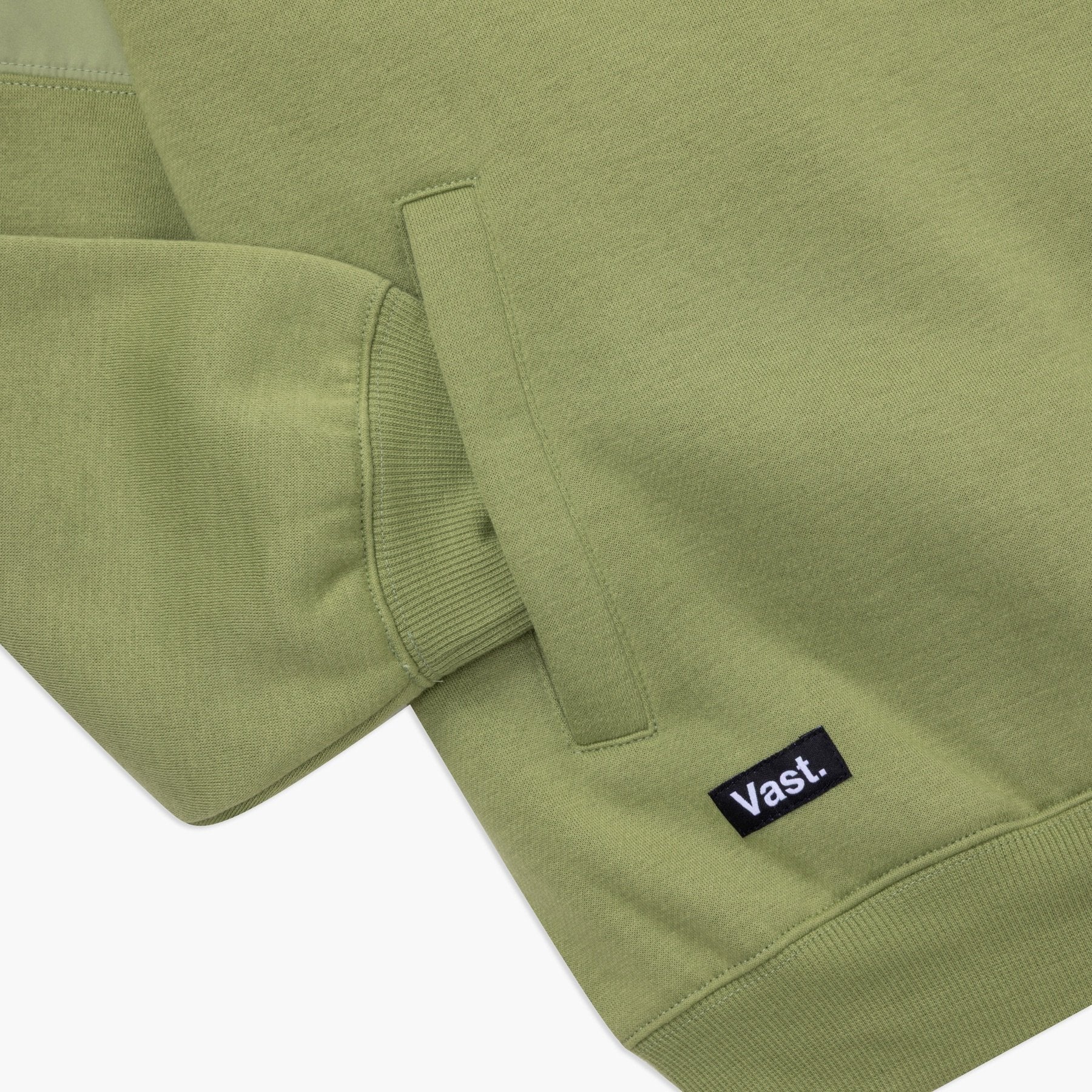 VAST Earth Tones Mock Neck Sweater 小高領衛衣 袖口標籤細節 軍綠色