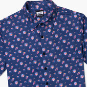 Aqua Terra Multi Floral Tech Button Up - 海軍藍 多色短袖襯衫