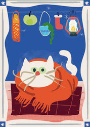 Outdoor Nation 戶外萬用毯 加長版_裹著圍巾的白貓