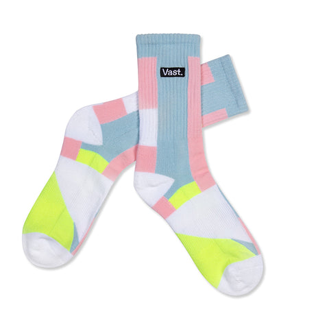 VAST Mod Socks Aqua Multi 粉彩普普風中筒襪