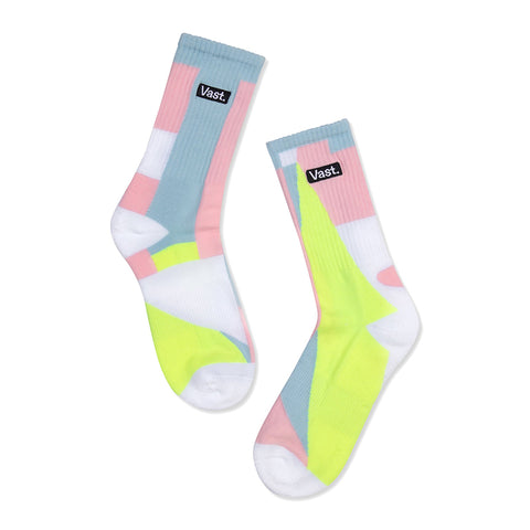 VAST Mod Socks Aqua Multi 粉彩普普風中筒襪