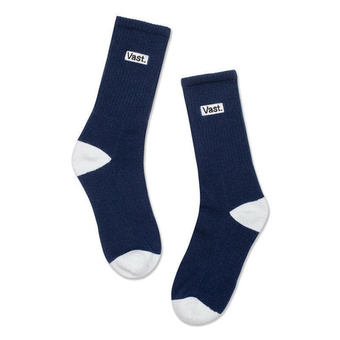 VAST Navy Socks 復古海軍藍中筒襪