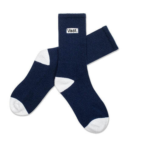 VAST Navy Socks 復古海軍藍中筒襪