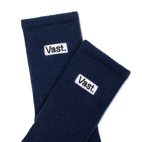 VAST 海軍藍 復古中筒襪