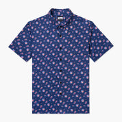 Aqua Terra Multi Floral Tech Button Up - 海軍藍 多色短袖襯衫
