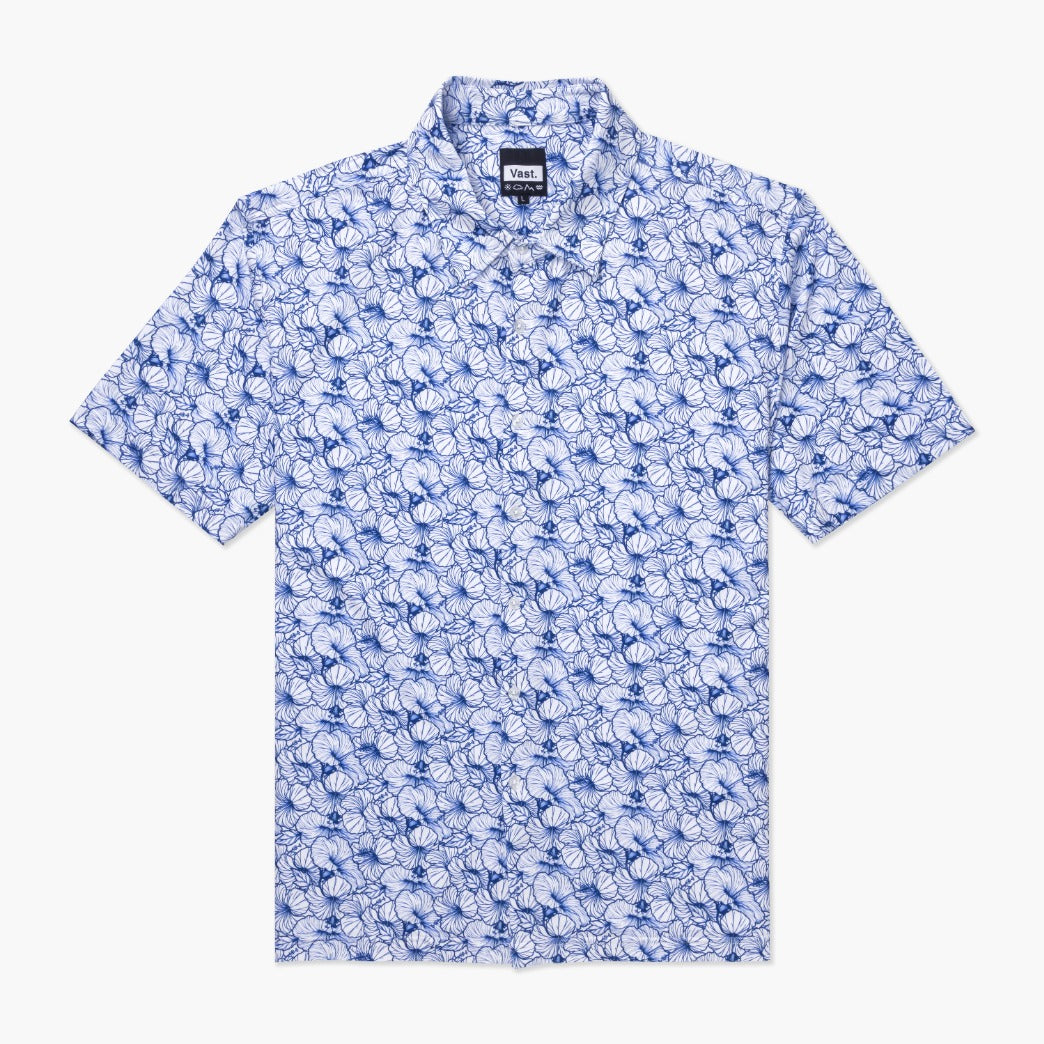 VAST Hibiscus Button Up 防曬機能衝浪短袖襯衫 官方商品圖 1 藍色