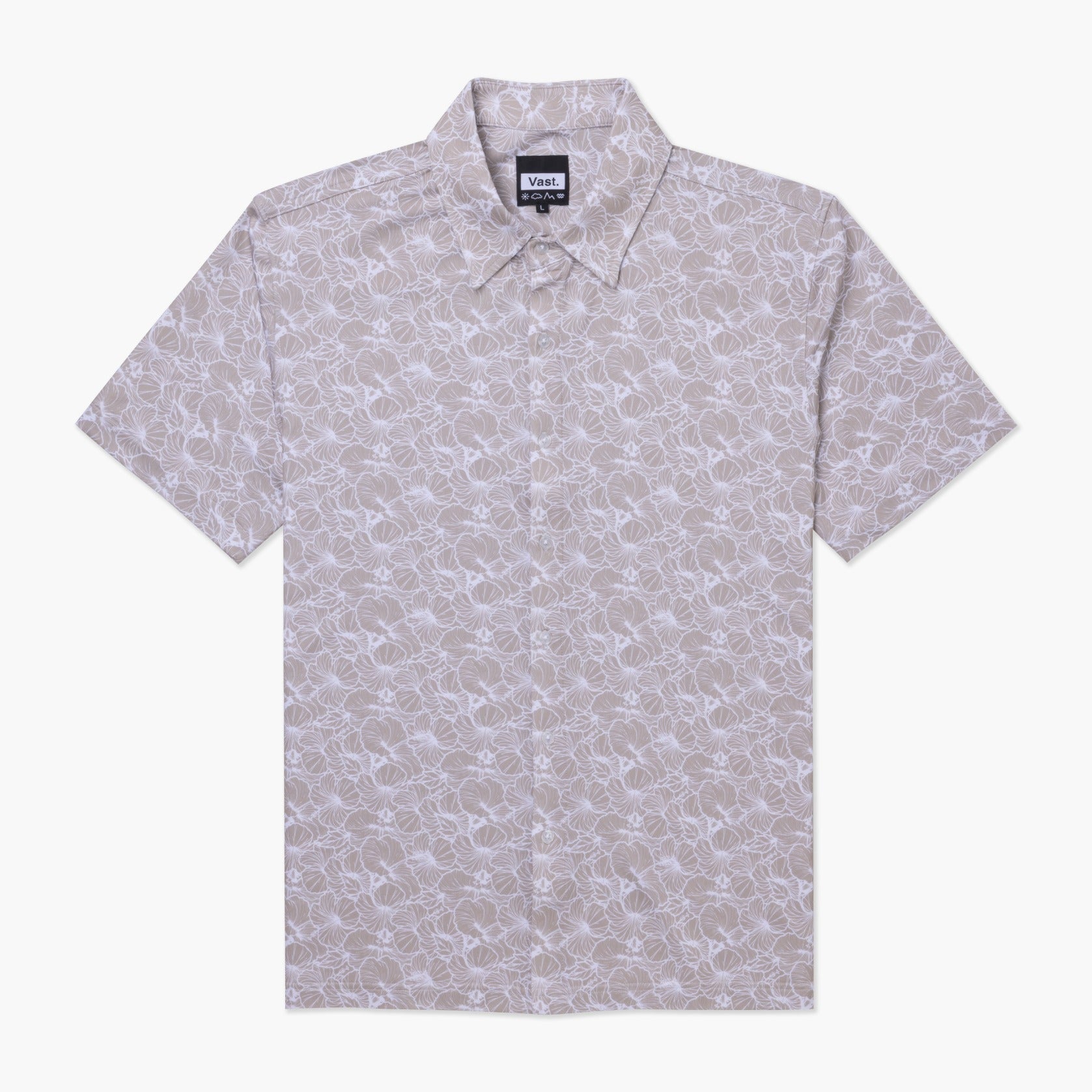 VAST Hibiscus Button Up 防曬機能衝浪短袖襯衫 官方商品圖 1 奶油白
