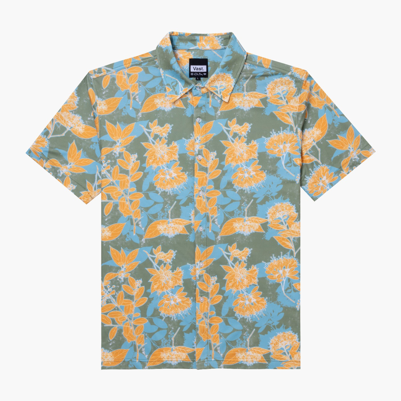 VAST Ode to the Islands Button Up 防曬機能衝浪短袖襯衫 官方商品圖 1 橘紅色