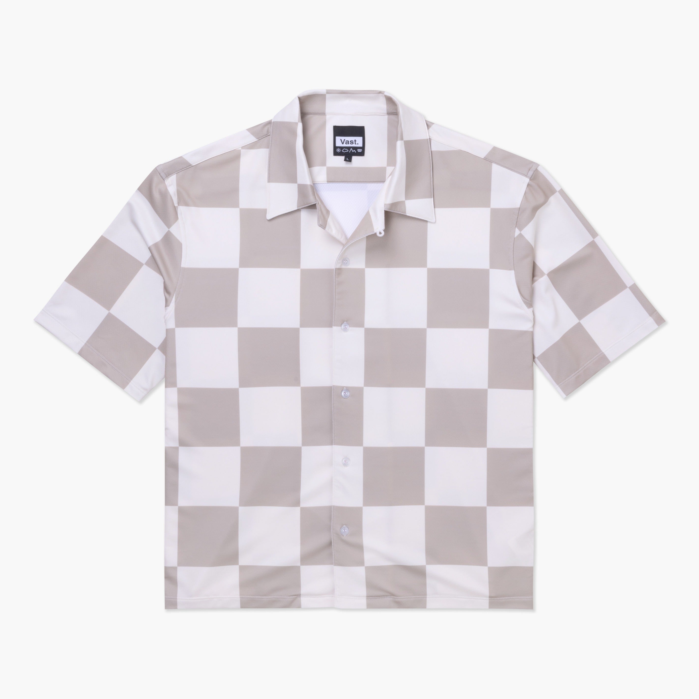VAST Checker Wise Boxy Fit Button Up 防曬機能衝浪短袖襯衫 官方商品圖 1 奶油白