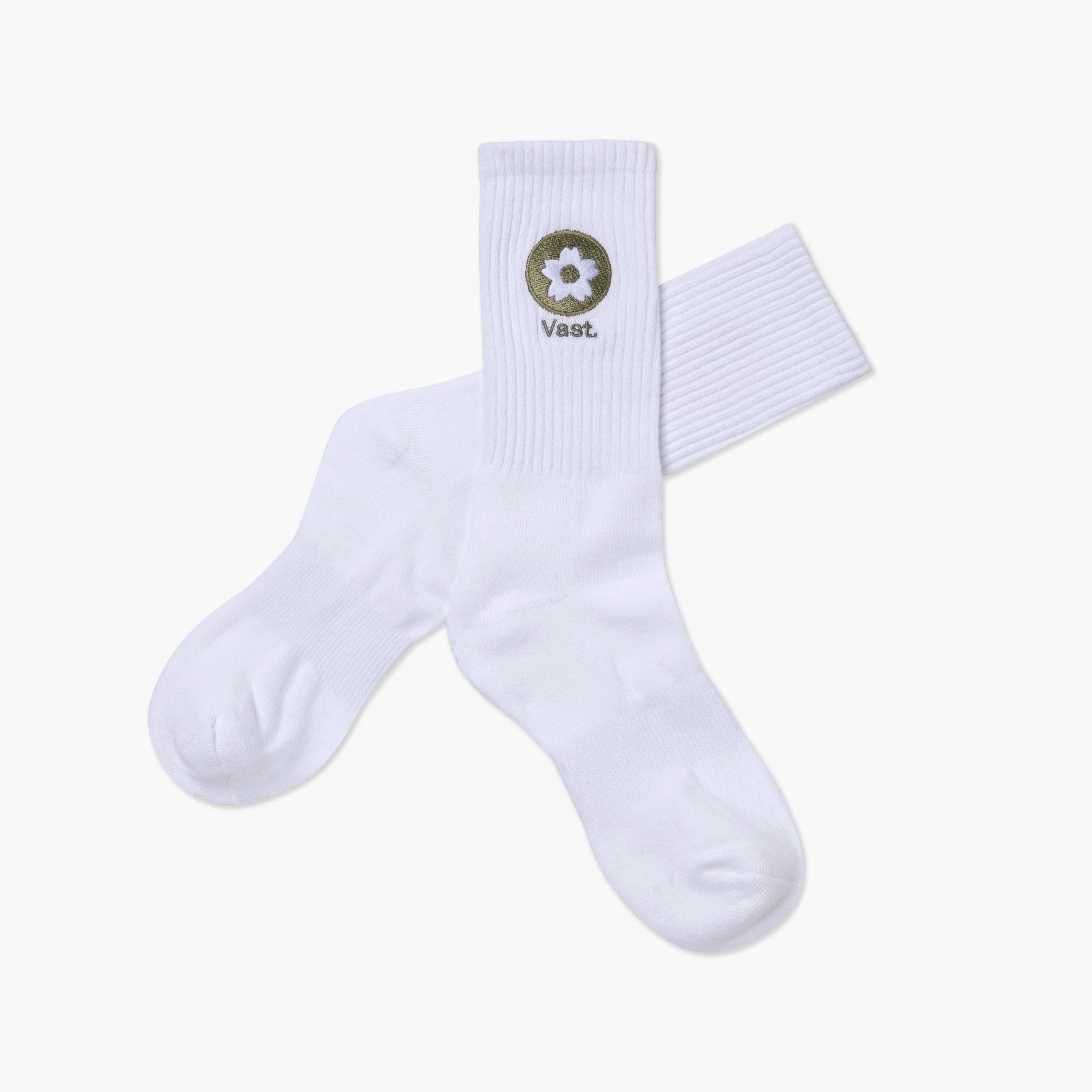 VAST SAKURA Socks 經典櫻花半筒襪 官方商品圖 2 軍綠色