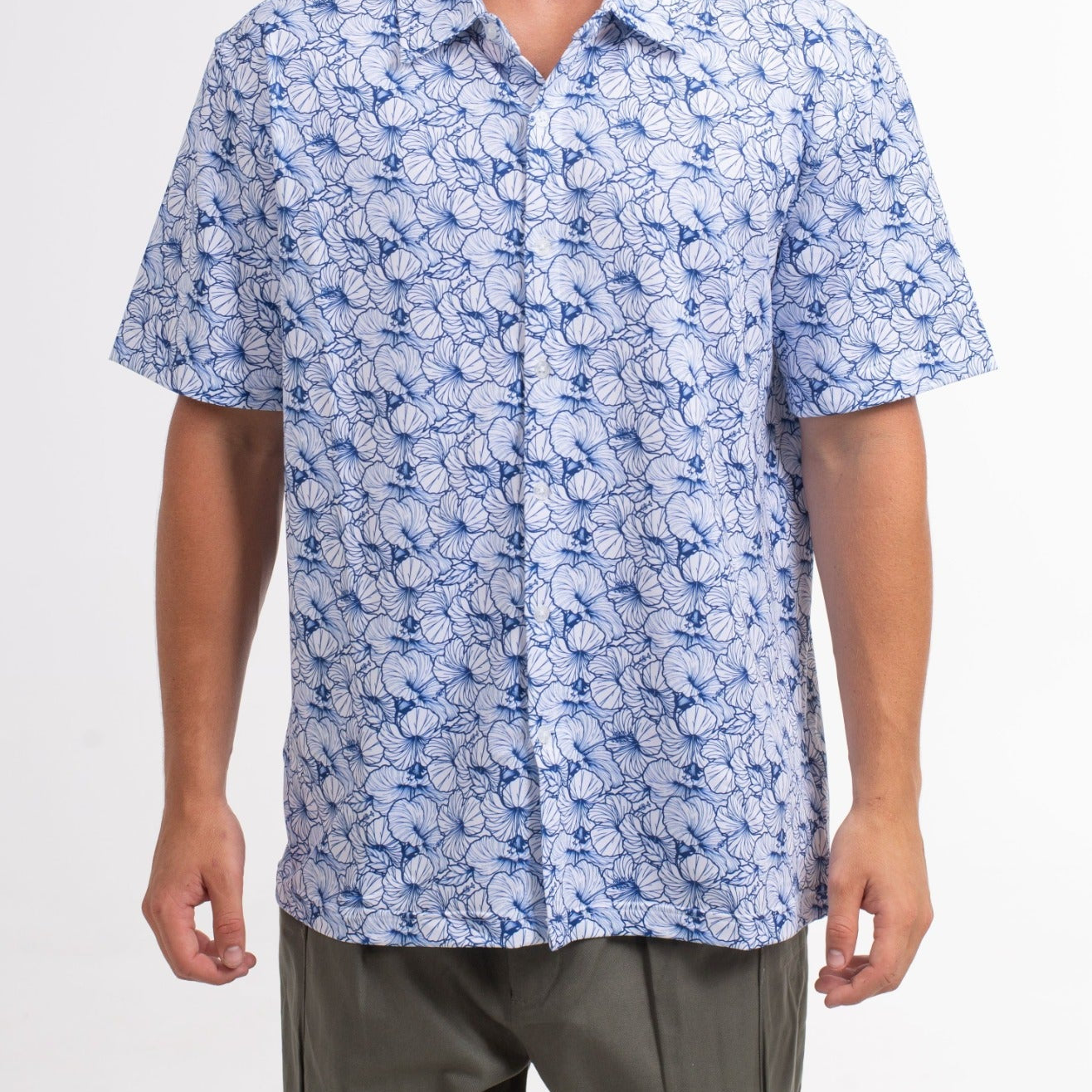 VAST Hibiscus Button Up 防曬機能衝浪短袖襯衫 官方商品圖 5 藍色