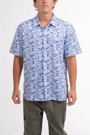 VAST Hibiscus Button Up 防曬機能衝浪短袖襯衫 官方商品圖 5 藍色