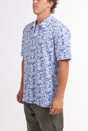 VAST Hibiscus Button Up 防曬機能衝浪短袖襯衫 官方商品圖 7 藍色