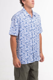 VAST Hibiscus Button Up 防曬機能衝浪短袖襯衫 官方商品圖 8 藍色