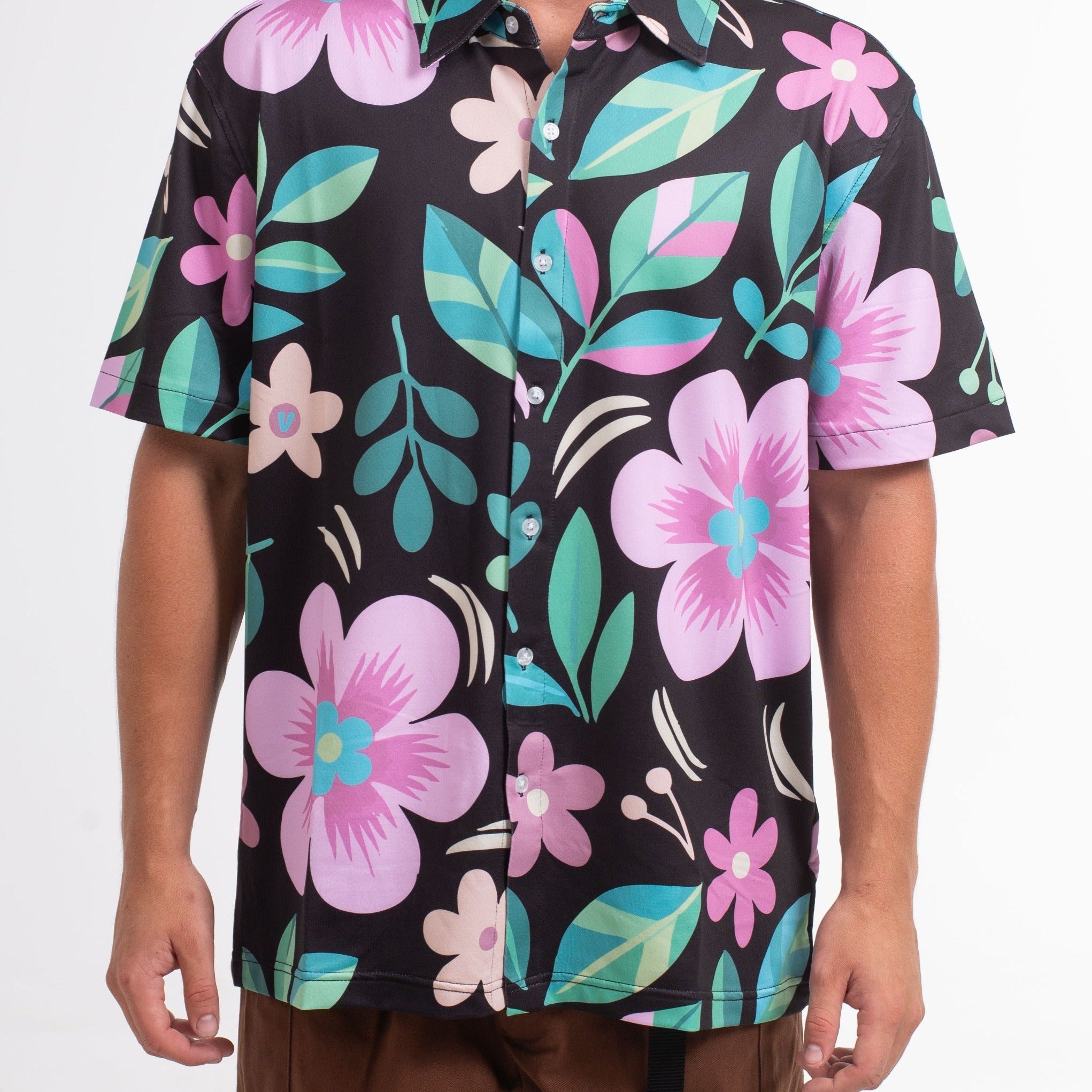VAST Floral Foliage Button Up 防曬機能衝浪短袖襯衫 官方商品圖 5 粉色