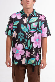 VAST Floral Foliage Button Up 防曬機能衝浪短袖襯衫 官方商品圖 5 粉色