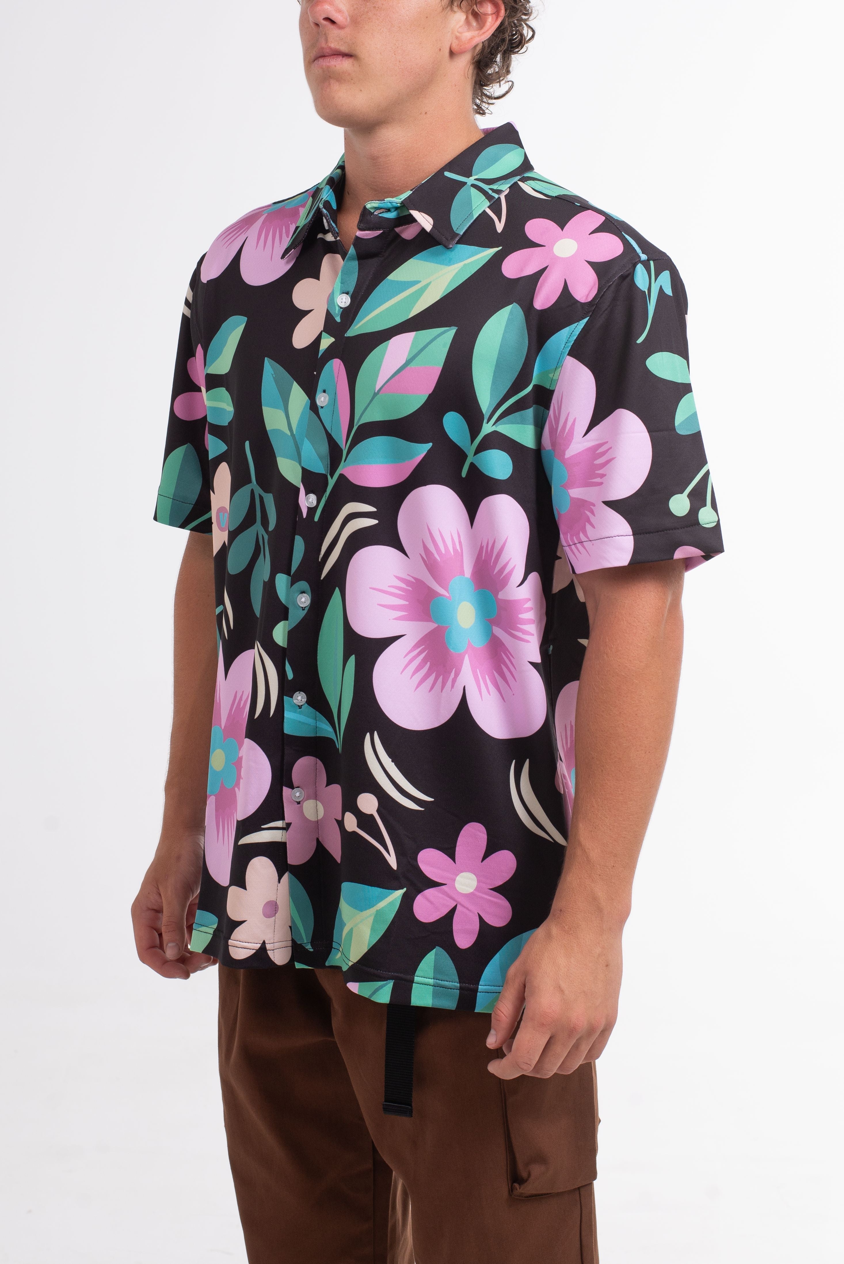 VAST Floral Foliage Button Up 防曬機能衝浪短袖襯衫 官方商品圖 7 粉色