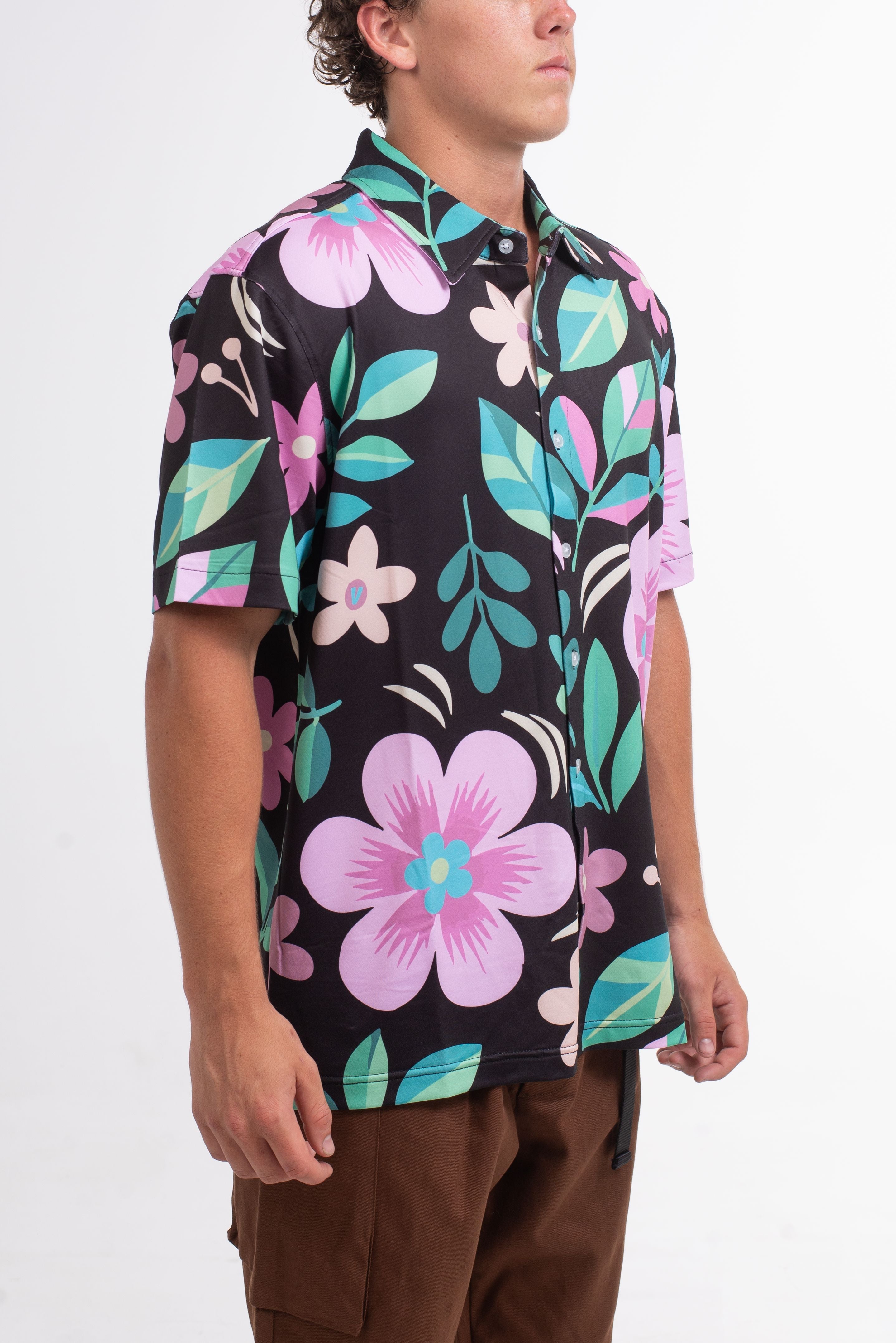 VAST Floral Foliage Button Up 防曬機能衝浪短袖襯衫 官方商品圖 8 粉色