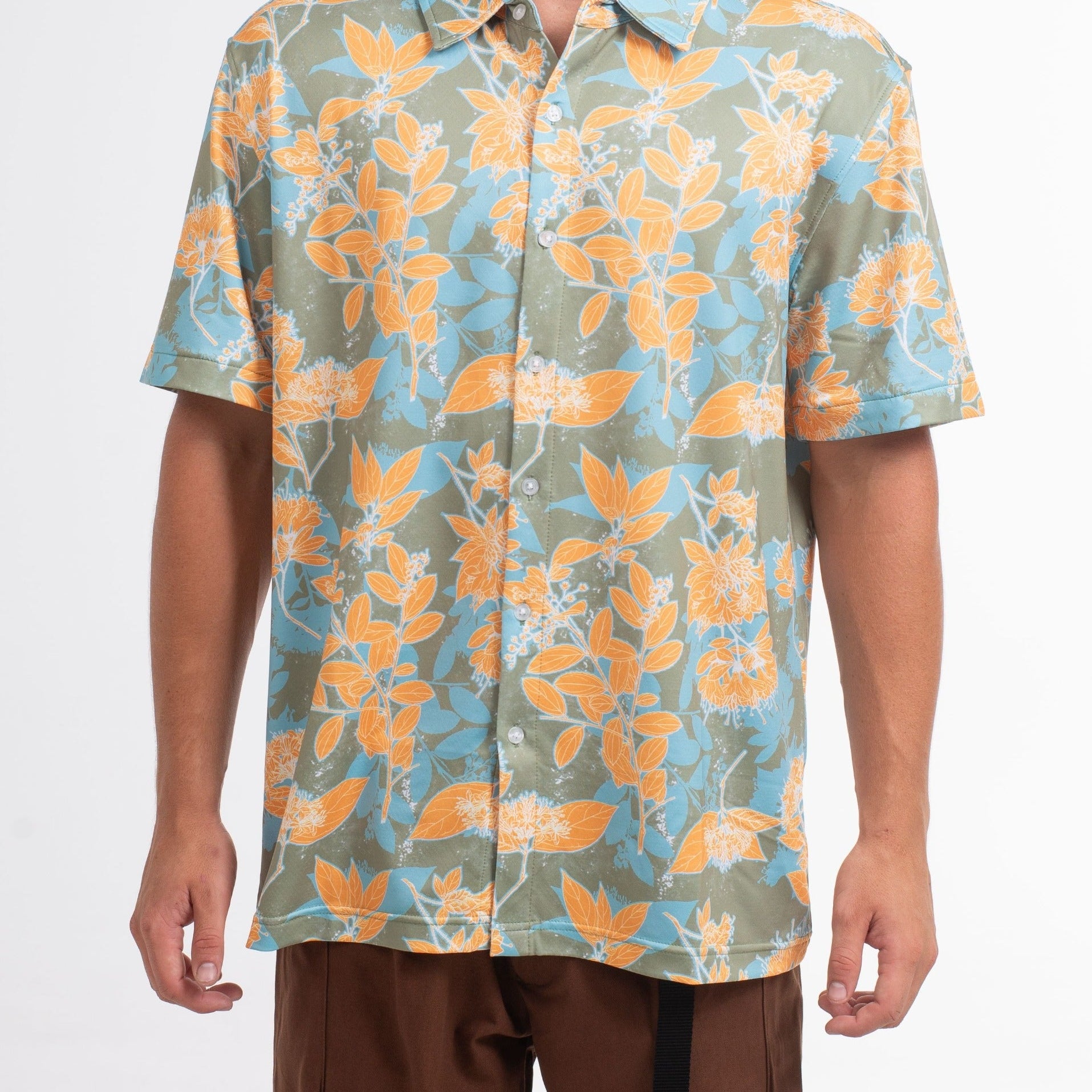 VAST Ode to the Islands Button Up 防曬機能衝浪短袖襯衫 官方商品圖 5 橘紅色