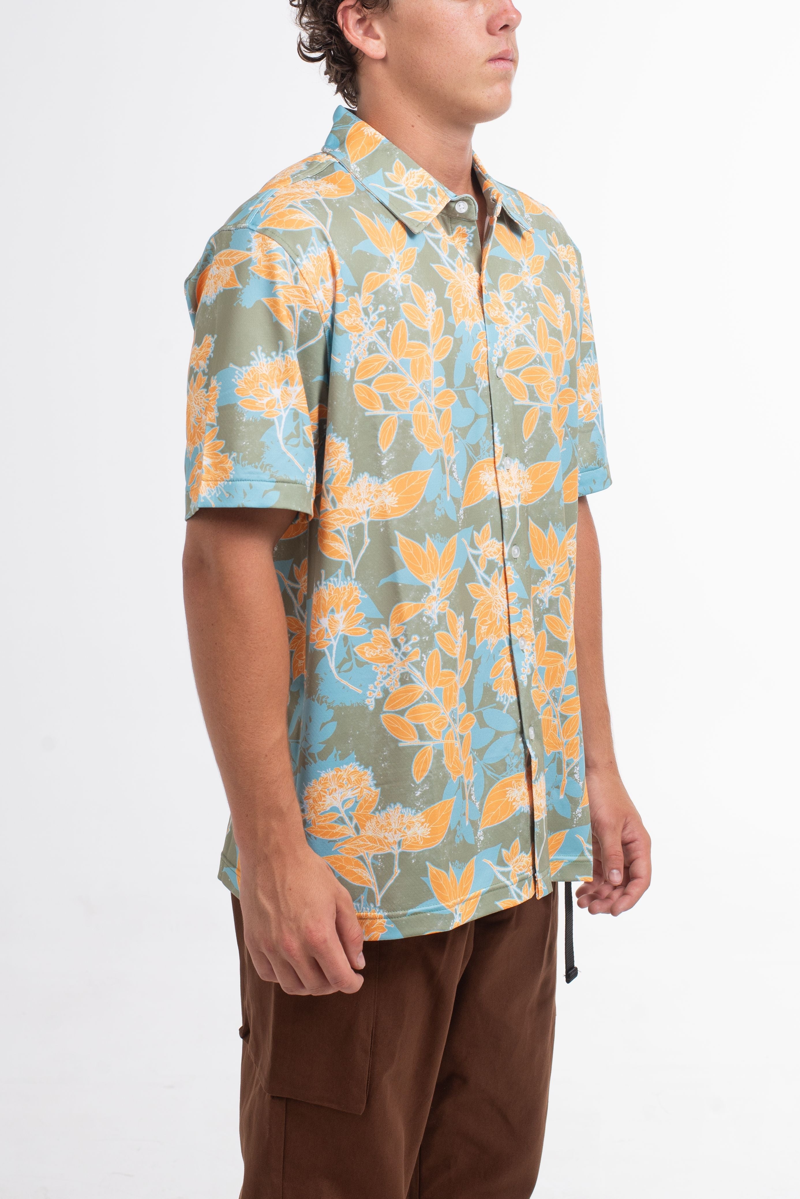 VAST Ode to the Islands Button Up 防曬機能衝浪短袖襯衫 官方商品圖 8 橘紅色
