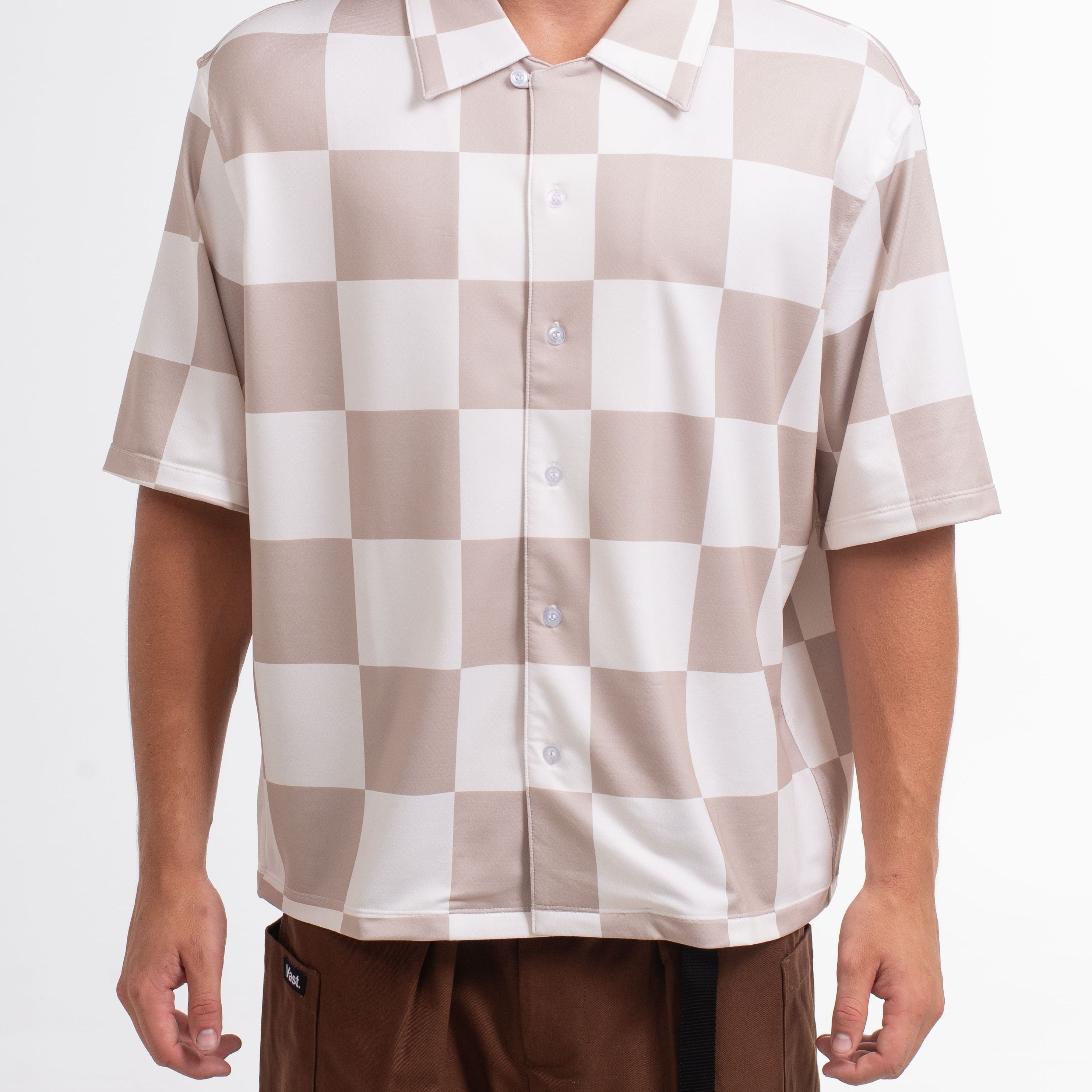 VAST Checker Wise Boxy Fit Button Up 防曬機能衝浪短袖襯衫 官方商品圖 5 奶油白