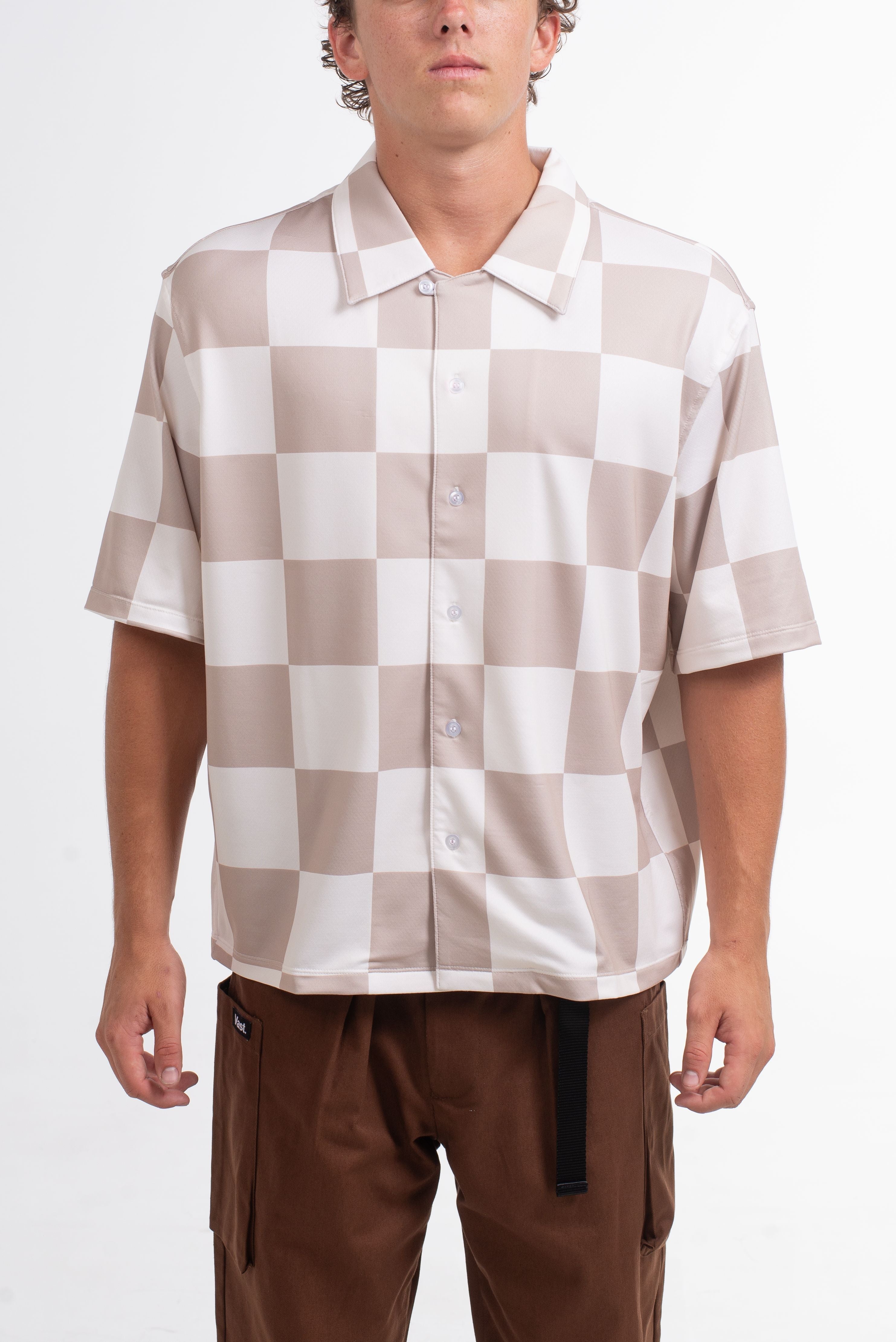 VAST Checker Wise Boxy Fit Button Up 防曬機能衝浪短袖襯衫 官方商品圖 5 奶油白