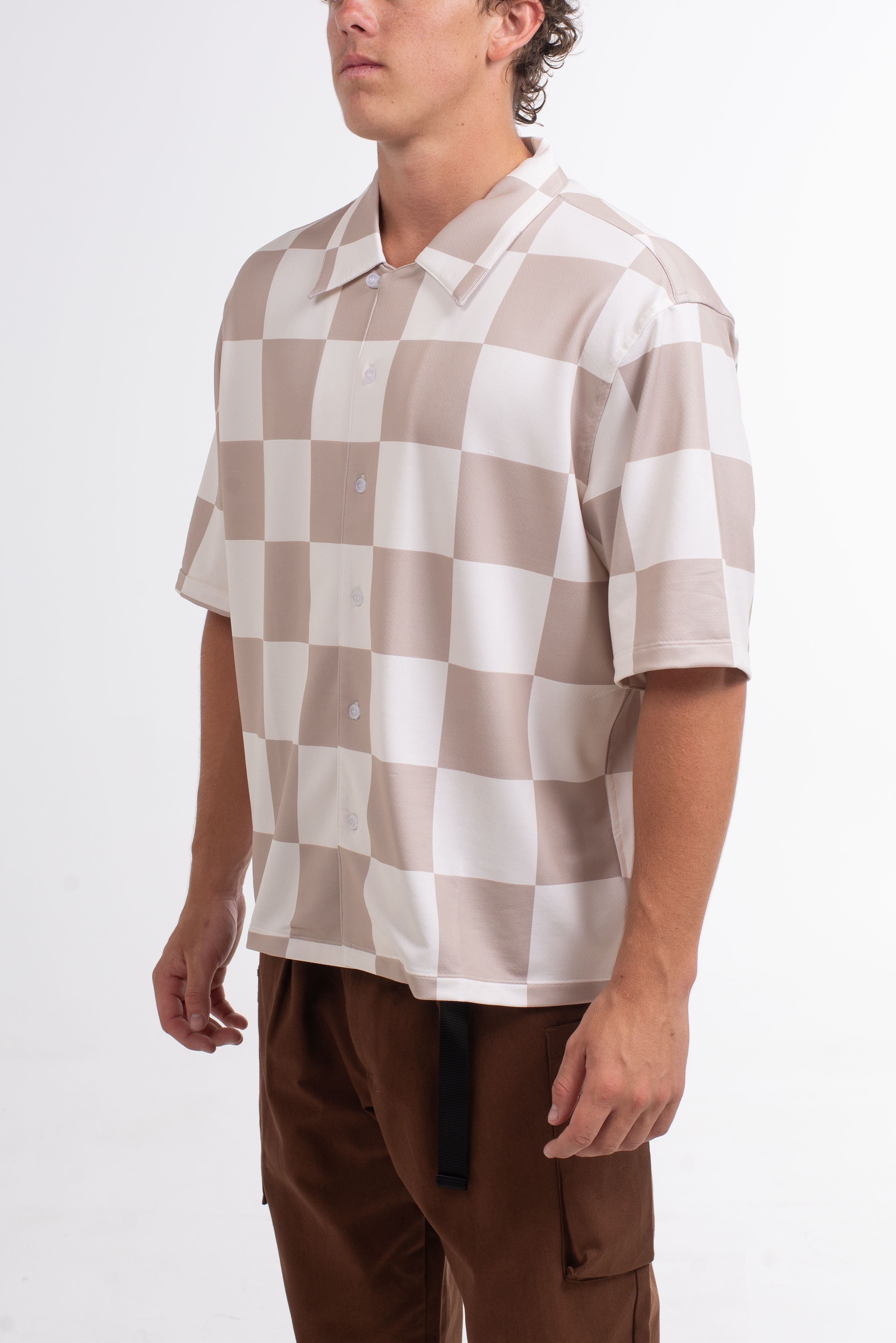 VAST Checker Wise Boxy Fit Button Up 防曬機能衝浪短袖襯衫 官方商品圖 7 奶油白