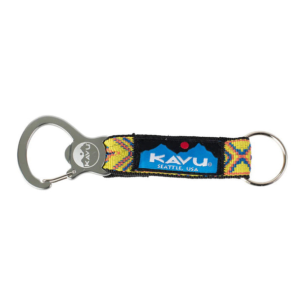 美國製 KAVU Crackitopen 開瓶扣環鑰匙圈-黃色幾何