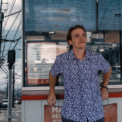 VAST 童趣葉紋防曬機能衝浪襯衫-海軍藍