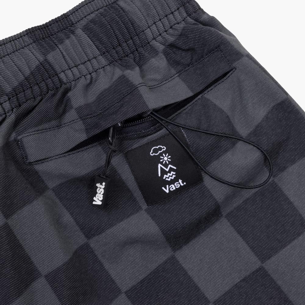 VAST 經典棋盤格 綁繩海灘褲 - 黑