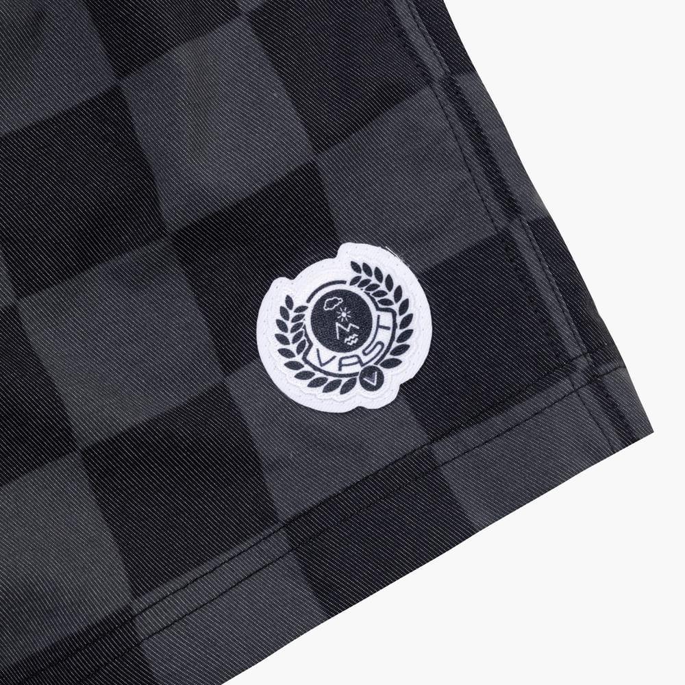 VAST 經典棋盤格 綁繩海灘褲 - 黑