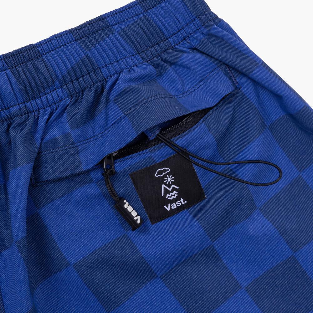 VAST 經典棋盤格 綁繩海灘褲 - 皇家藍