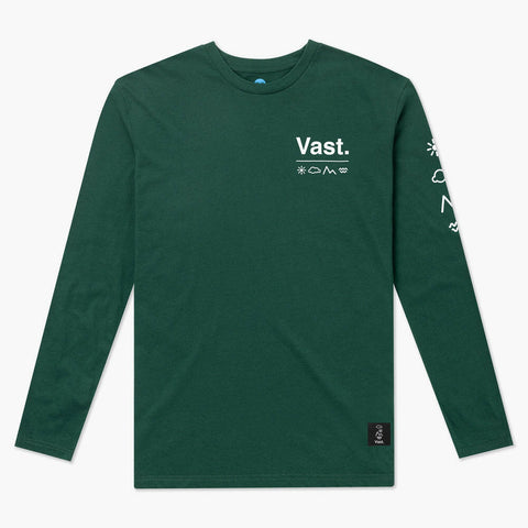 VAST 自然元素棉質長袖上衣 - 綠