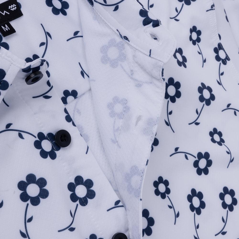 VAST 清新花卉防曬機能短袖襯衫-白