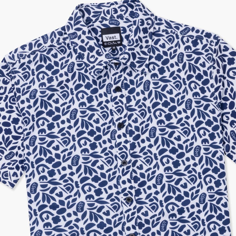 VAST 童趣葉紋防曬機能衝浪襯衫-海軍藍