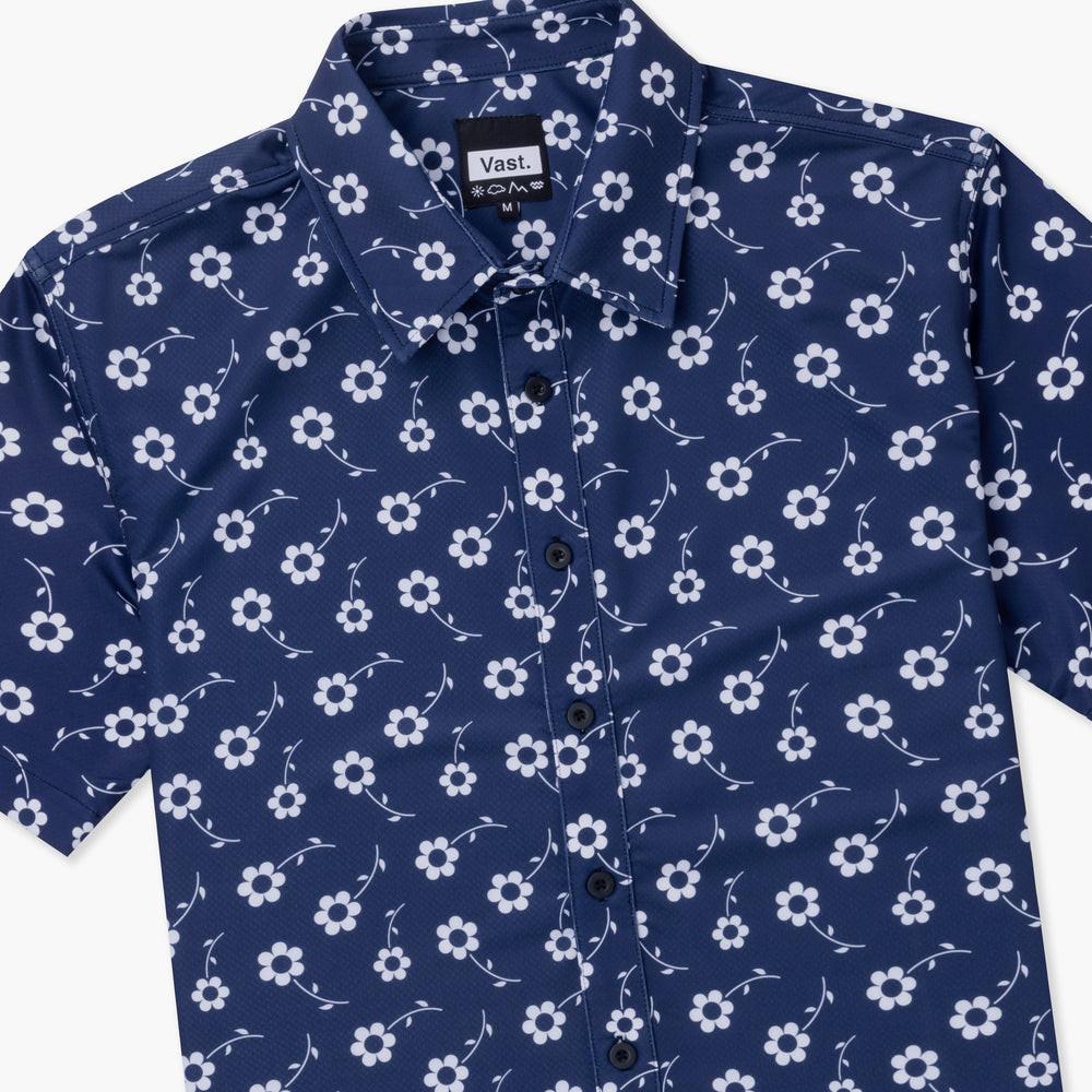VAST 清新花卉防曬機能衝浪襯衫-海軍藍
