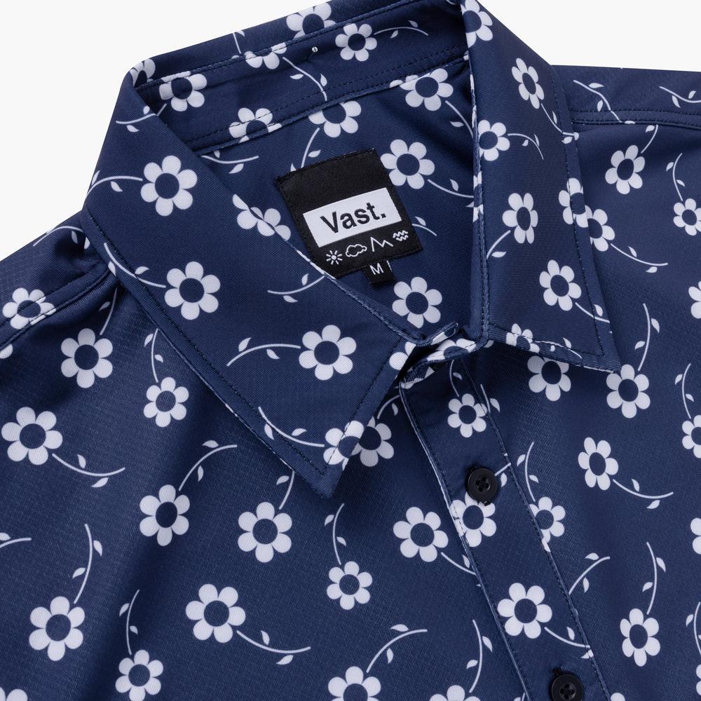 VAST 清新花卉防曬機能衝浪襯衫-海軍藍
