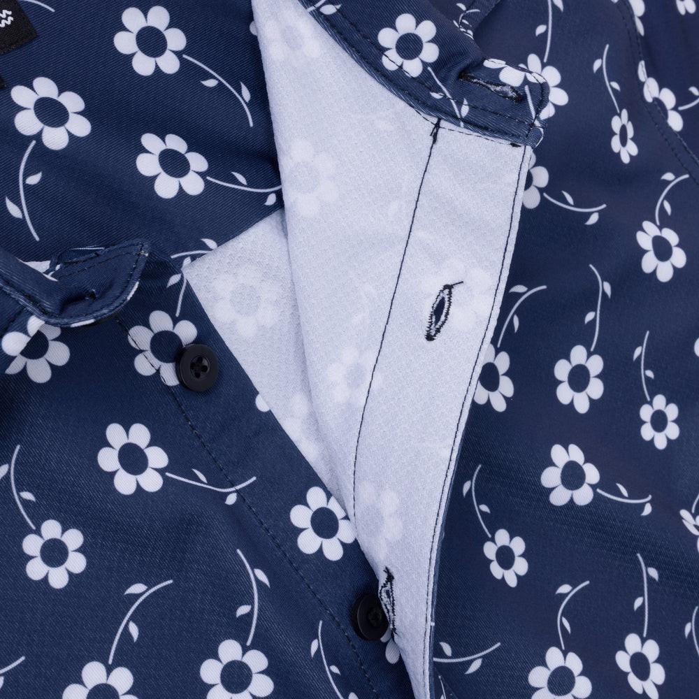 VAST 清新花卉防曬機能衝浪襯衫-海軍藍