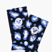 VAST 藍黑豹紋印花 復古中筒襪