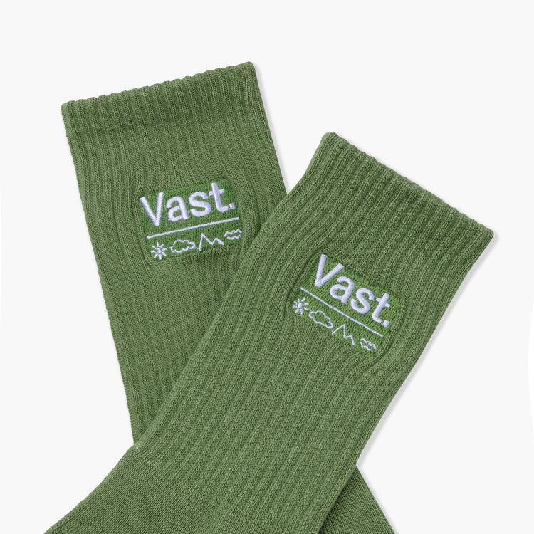 VAST 森林草綠 復古中筒襪