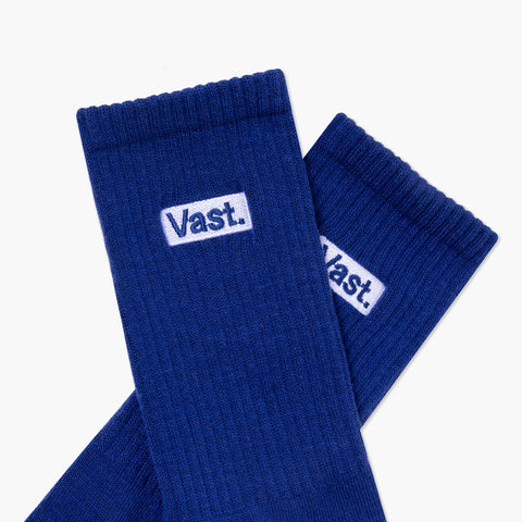 VAST 深海藍 復古中筒襪