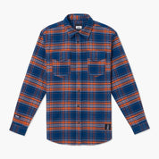 VAST型格海軍藍格紋法蘭絨長袖襯衫