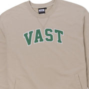 VAST 復古美式大學長袖上衣 -卡其