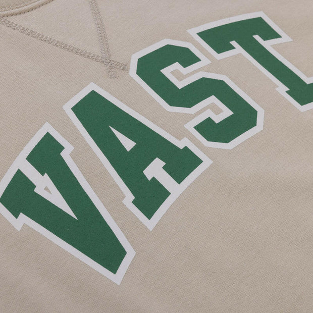 VAST 復古美式大學長袖上衣 -卡其