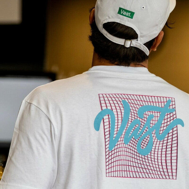 VAST Mesh 立體格紋Logo 短袖上衣 - 白色