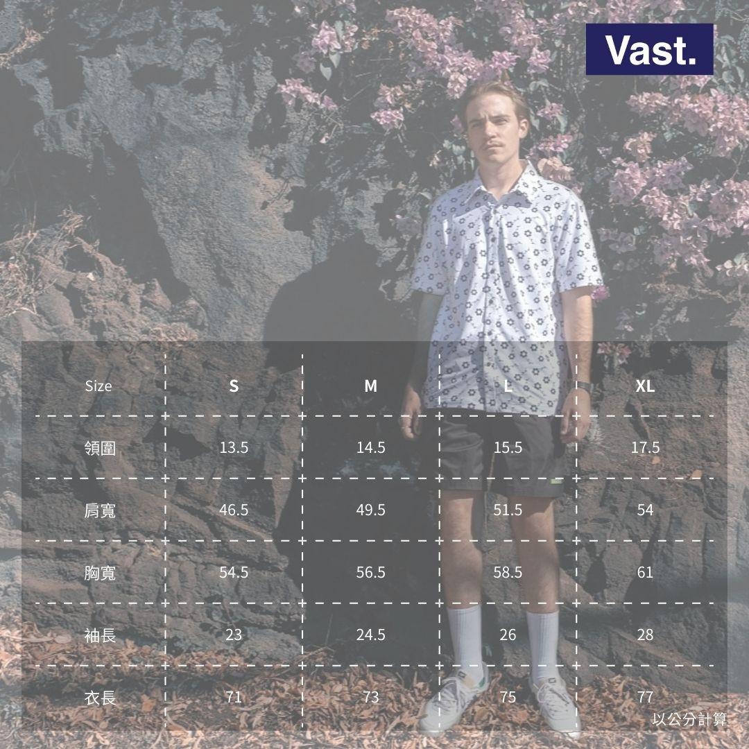 VAST 清新花卉防曬機能短袖襯衫-白